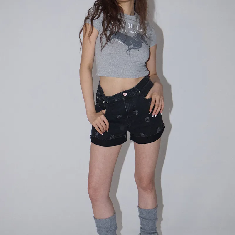 MARDI MERCREDI SS25 T Shirt Korean Style Women's White/Gray-3