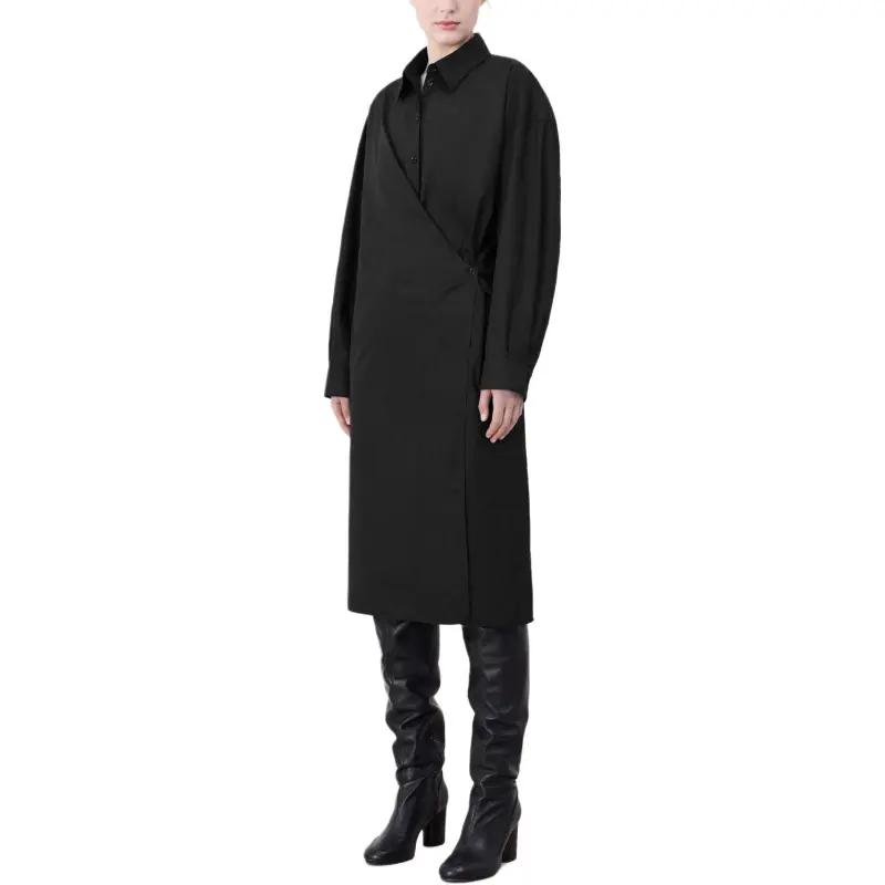 Lemaire Straight Collar Twisted Dress 'Caviar'-5