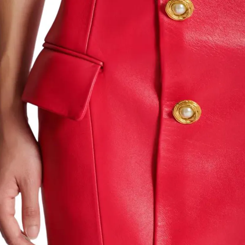 BALMAIN Lambskin Mini Skirt-5
