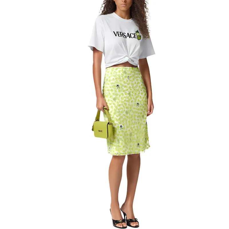 VERSACE Strawberry Garden Devoré Pencil Skirt-1