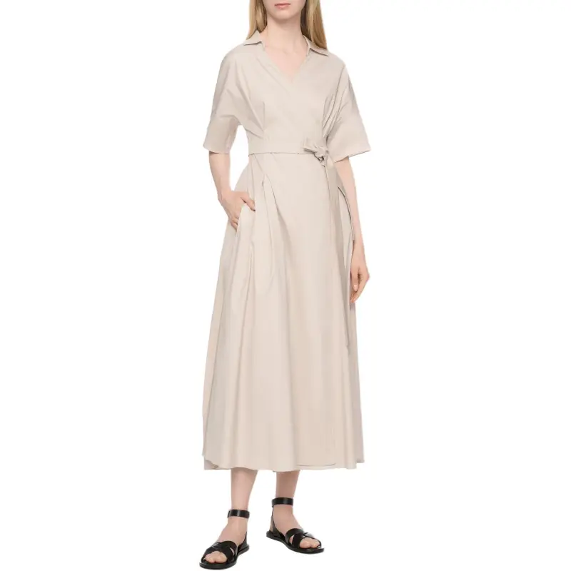 'S MAX MARA Short Sleeved Dress Women's Beige-3