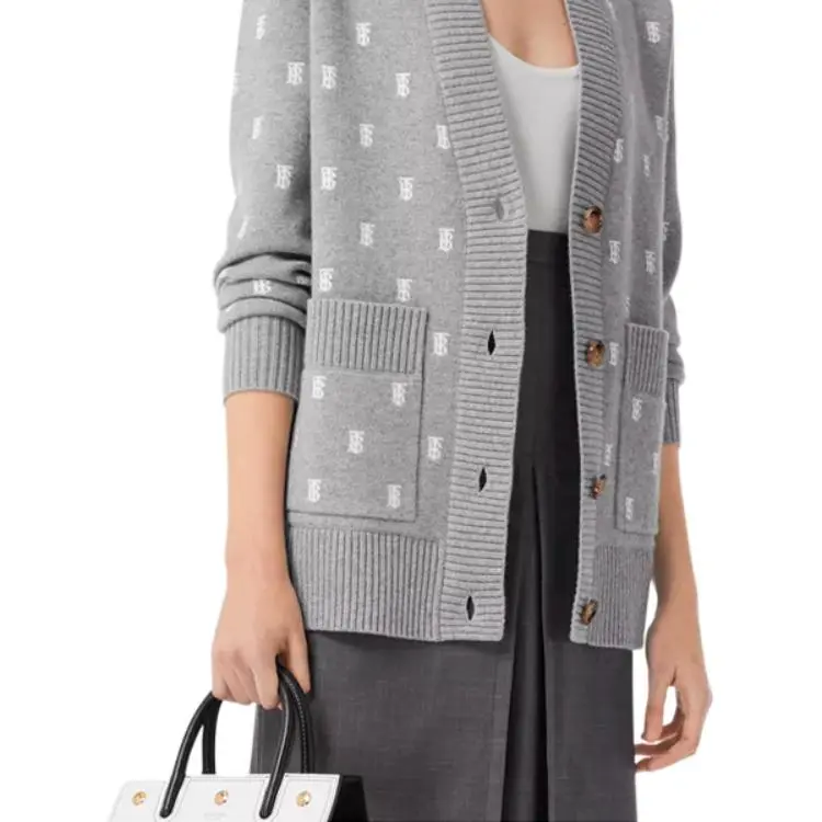 Burberry Cashmere Sweaters Women's Medium Heather Gray-3
