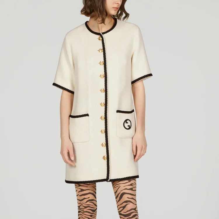 GUCCI SS23 Short Sleeved Dress Women's Beige-1