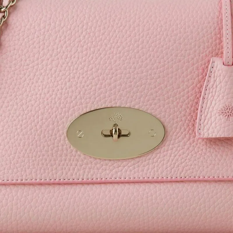 Mulberry Lily Grained Leather Portable Crossbody Bag Shoulder Bag Medium Size Women's Rose Pink-4
