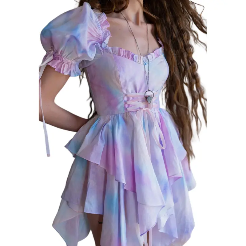 Selkie Collection SS24 Short Sleeved Dresses Women's Tie Dye Rainbow Print-5