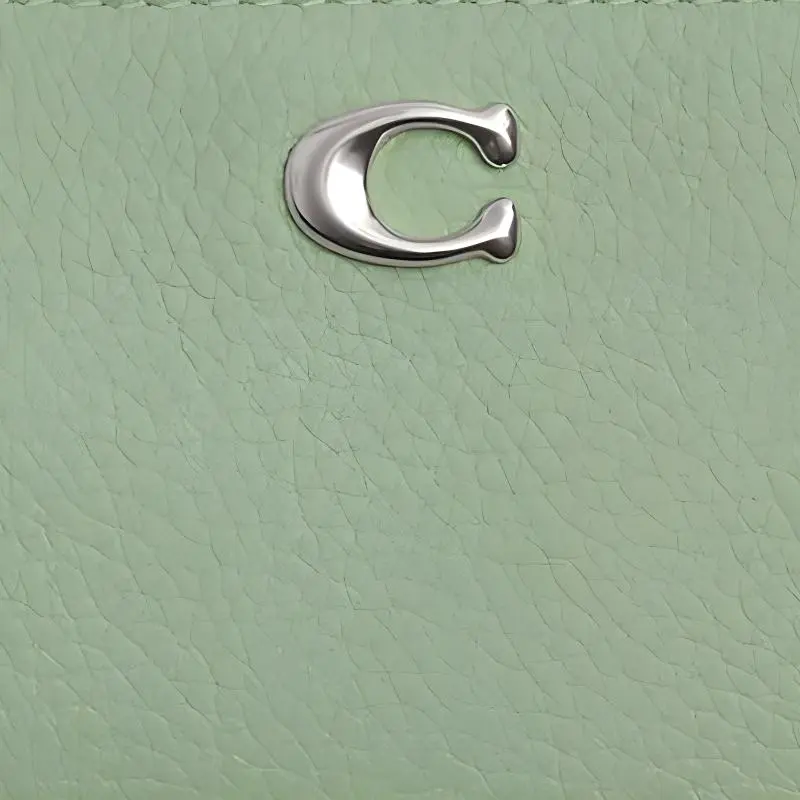 COACH Polished Pebbled Leather Keychain Key Pouch Mini Women's Light Pistachio-2