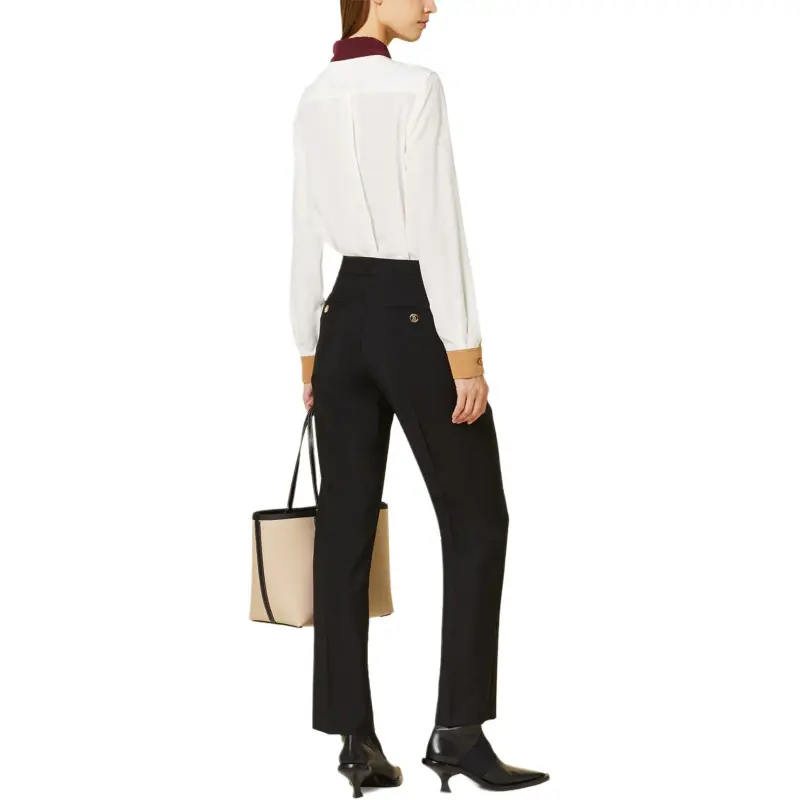 Burberry Contrast panel Silk Shirt-5
