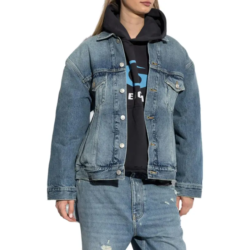 Balenciaga Collared Button Up Denim Jacket-2