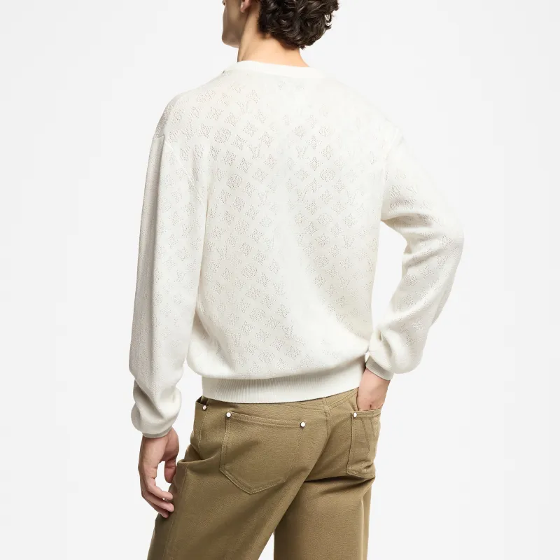 LOUIS VUITTON 1AGJHK Monogram Pointelle Cotton Pullover-4