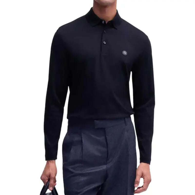 HUGO BOSS Logo Patch Long Sleeved Polo Shirt-4