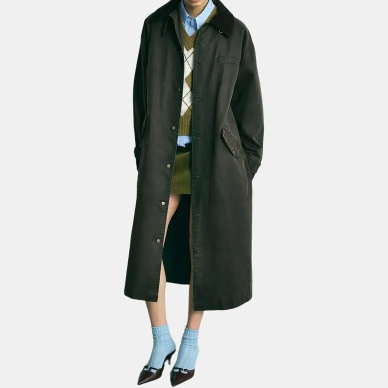 ZARA Trench Coat Women's Moss Green-4