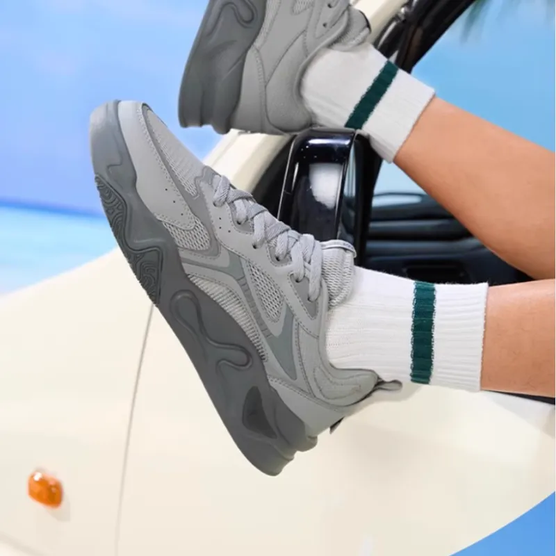 361° Anti Slip And Wear Resistant Breathable Low Top Skateboard Shoes Men's Gray-5
