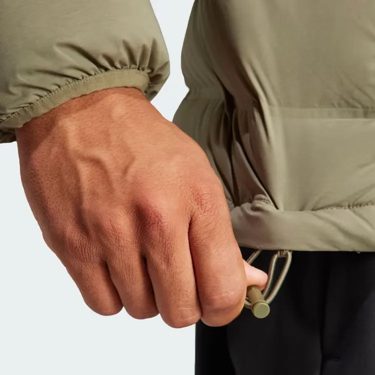 Adidas Helionic Stretch Hooded Down Jacket Down Jacket Men's Olive Green-5