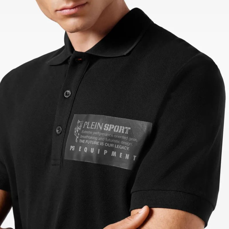 PLEIN SPORT Logo print Piqué Polo Shirt-4