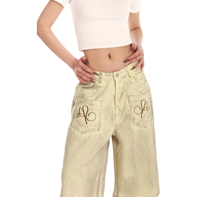 VINMUK Denim Shorts Unisex Apricot-6