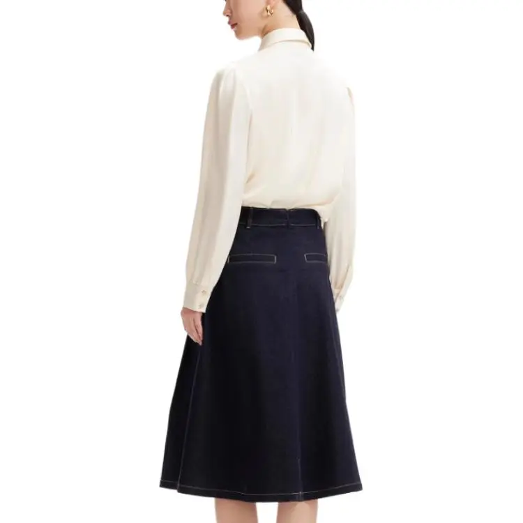VERO MODA Denim Long Skirt Women's Extra Dark Denim Blue-0
