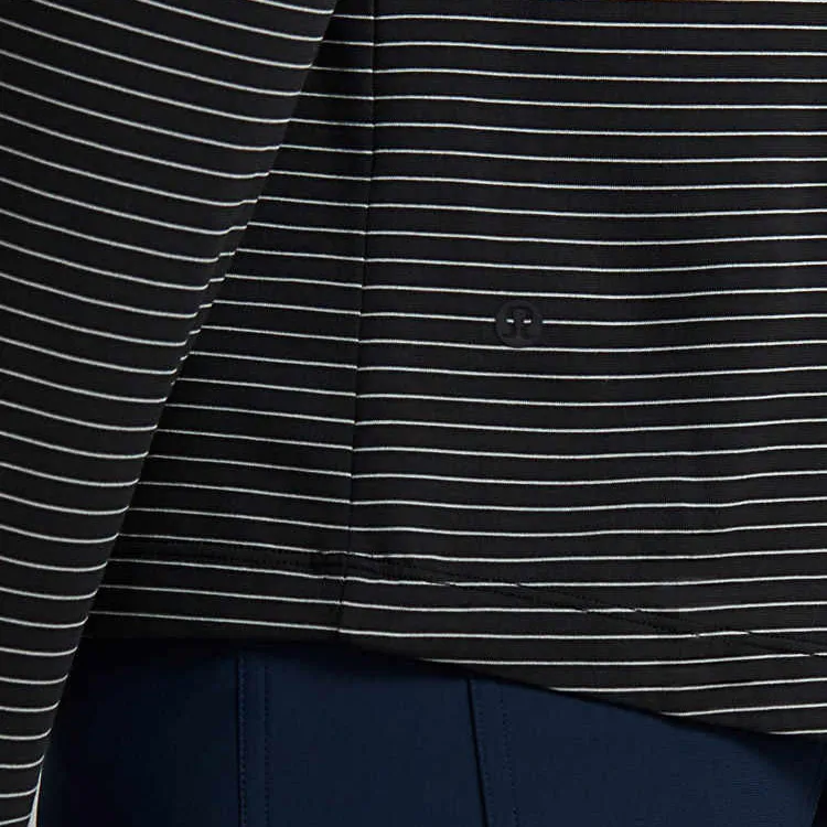 Lululemon Evolution Polo Shirts Men Black Silver Drop Stripes-3