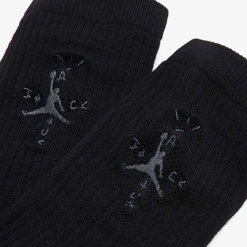 Jordan X Travis Scott Crew Sock Black-3