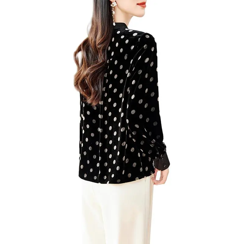 Yi Mengyuan Shirt Women's Polka Dot Black-1