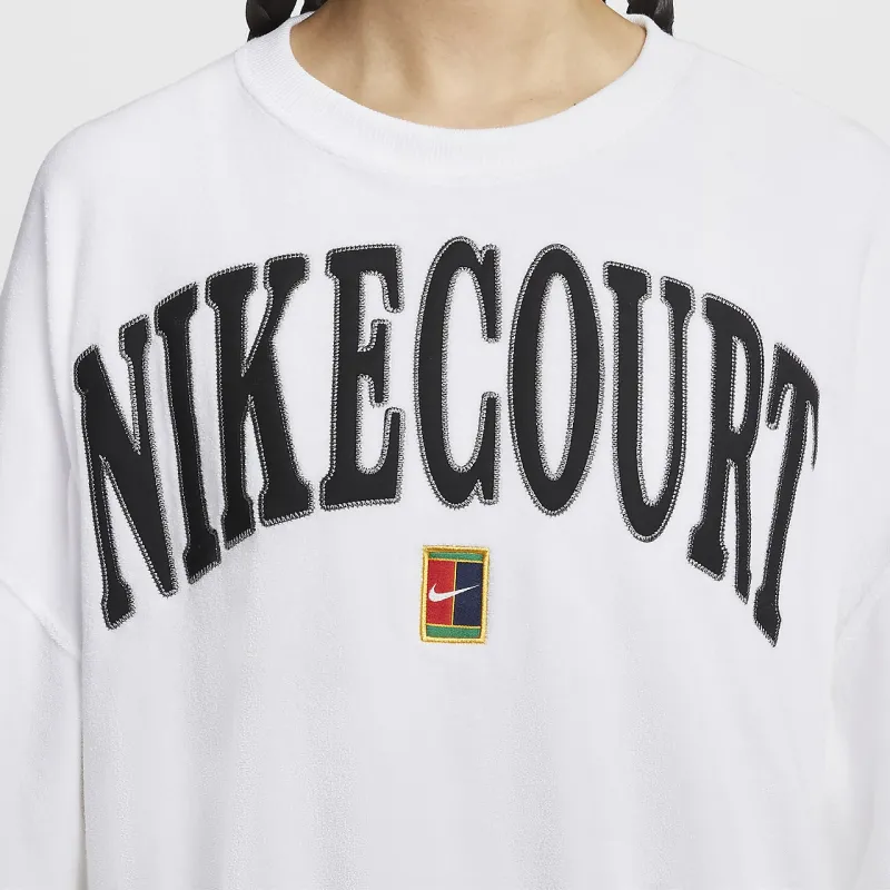 Nike COURT HERITAGE Sweatshirt Women's White/White/Asphalt Gray/Black-4