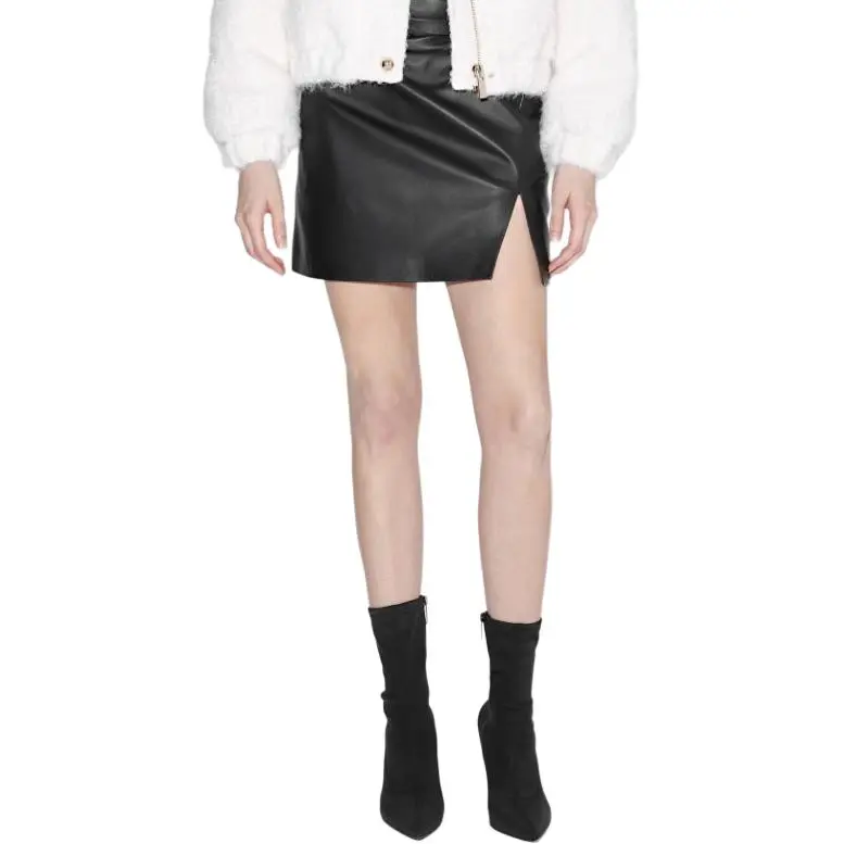 Bebe Leather Short Skirts Women's Black-1