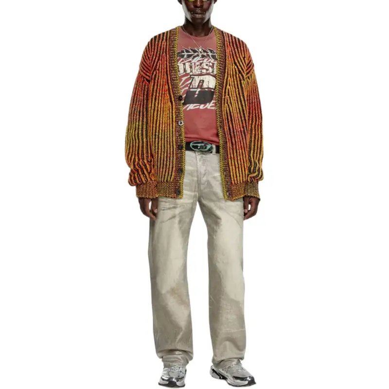 DIESEL K Oakland Cr V Neck Ribbed Cardigan-2