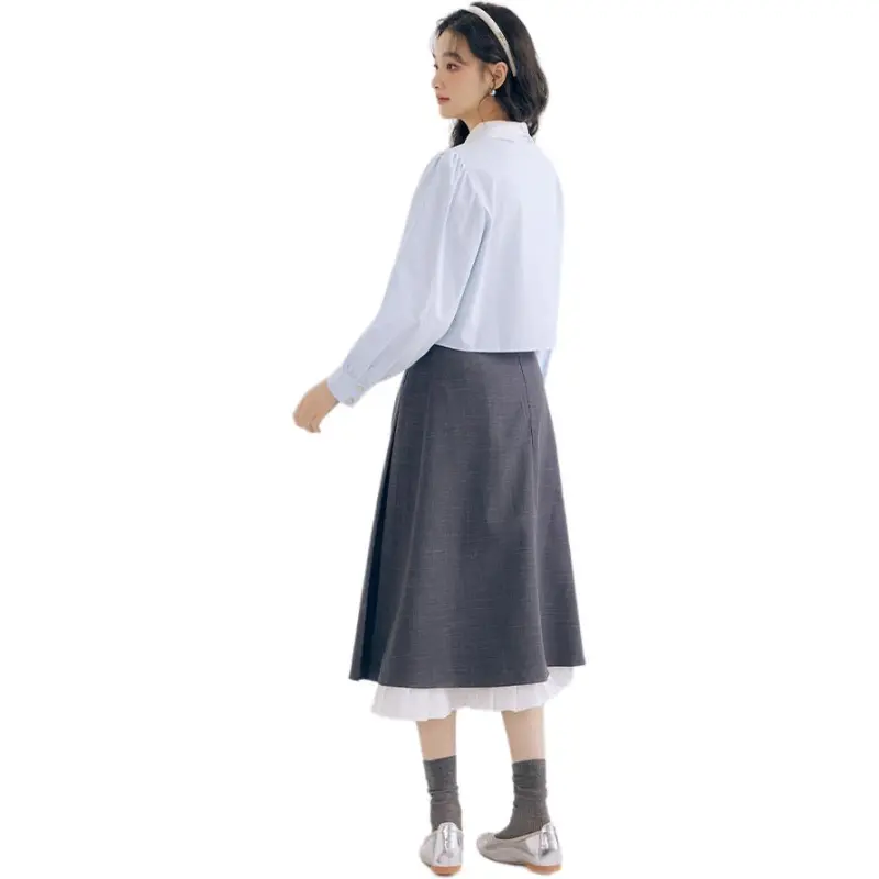 DEAR DEER PUFF Shirt Women's Blue-4