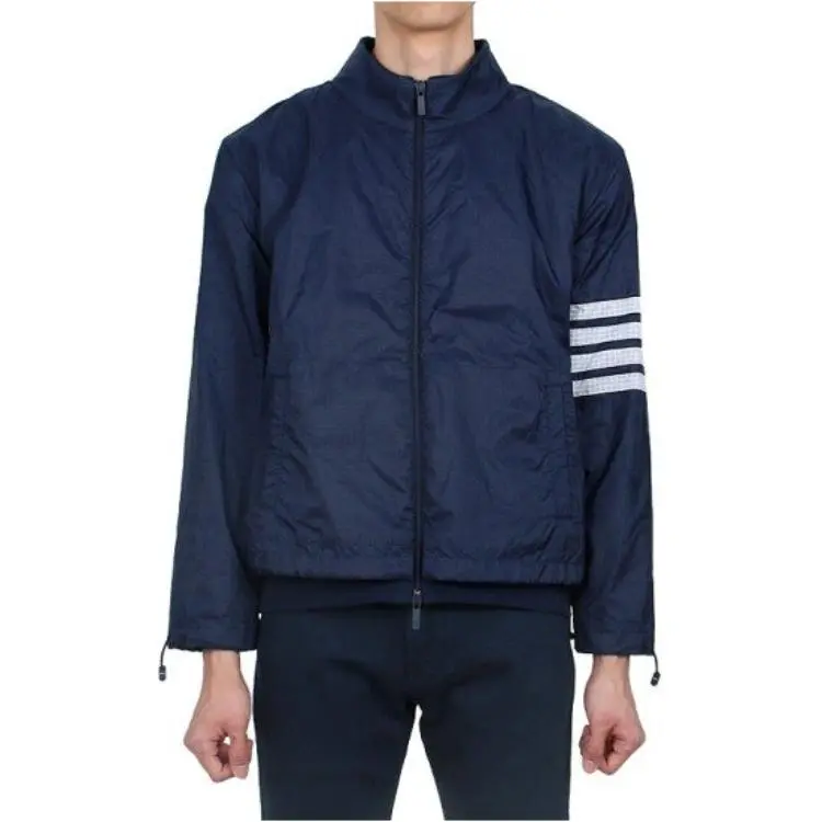 THOM BROWNE 4 Bar Striped Zipped Ripstop Jacket-4