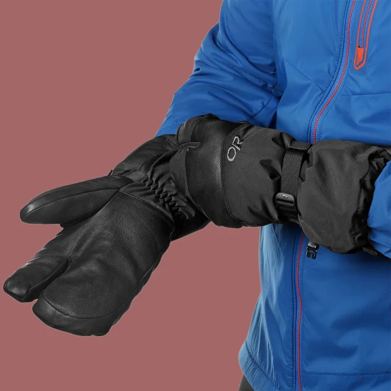 Outdoor Research Leather, Nylon, Wool, Polyester, Elastane Gloves Men's Black-1
