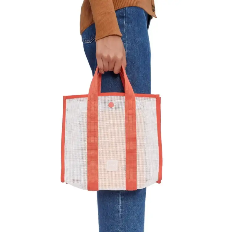 A.P.C PVC Tote Bag Shopping Bag Handbag Small Size Women's Orange & White-4