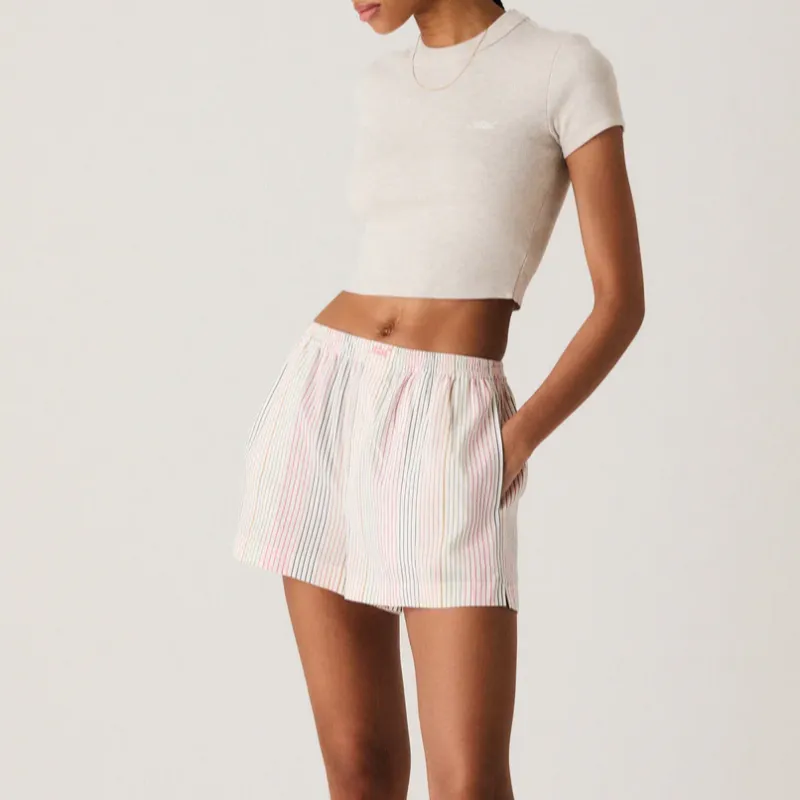 KITH Women's 2024 Summer Collection SS24 Ida II Seersucker Boxer Casual Shorts Women's Pink Green Blue-2
