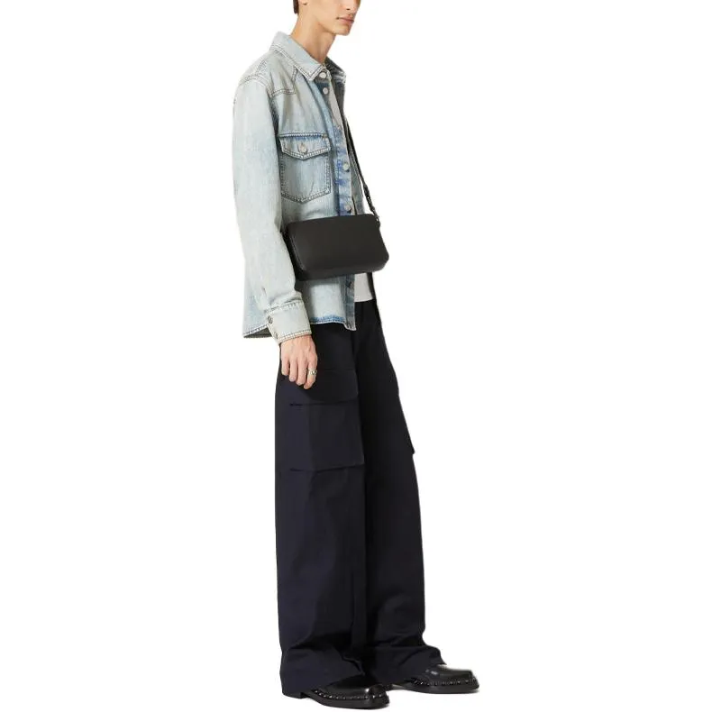 Valentino Logo Plaque Long Sleeved Denim Shirt-3