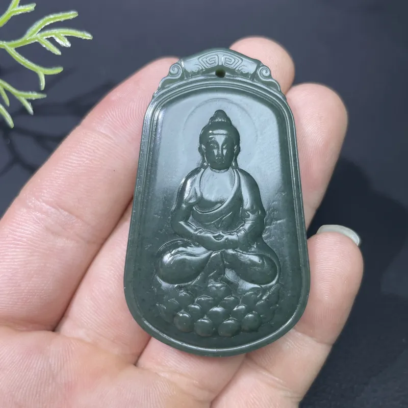 BUDOUXIAOAI Hetian Jade Pendants Green Jade Unisex-6
