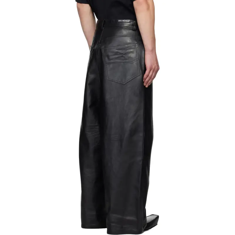 Balenciaga Leather Pants Men's Black-1