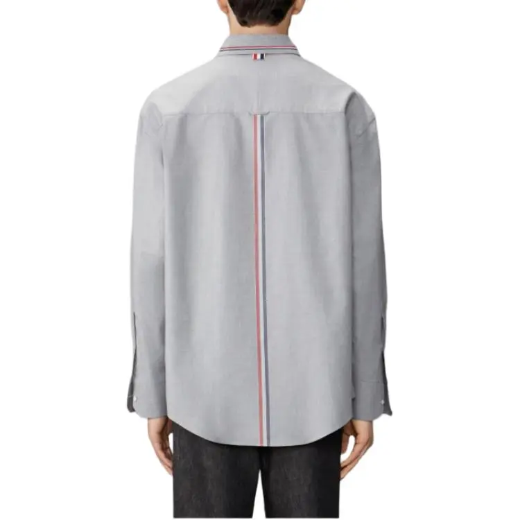 THOM BROWNE Rwb Striped Curved Hem Shirt-4