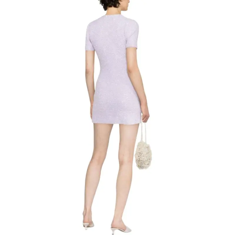 Self portrait Short Sleeved Dress Women's Purple-4