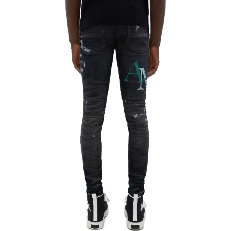 AMIRI Multi Leather Staggered Logo Jean-5
