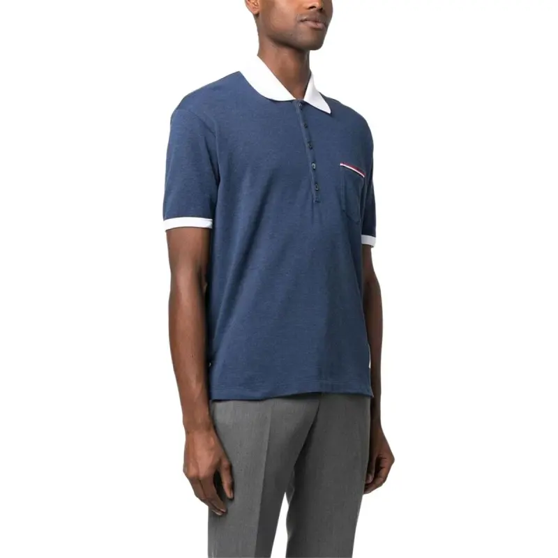 THOM BROWNE Signature Stripe detail Polo Shirt-2