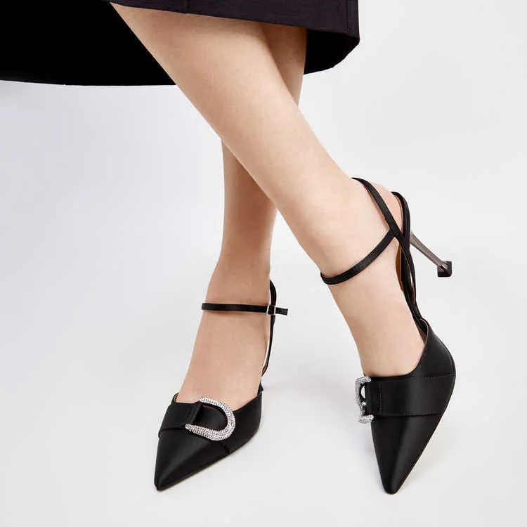 CHARLES&KEITH One Strap Sandals 6.3cm Women's Black-4