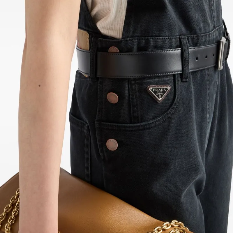 PRADA Triangle logo Denim Jumpsuit-3