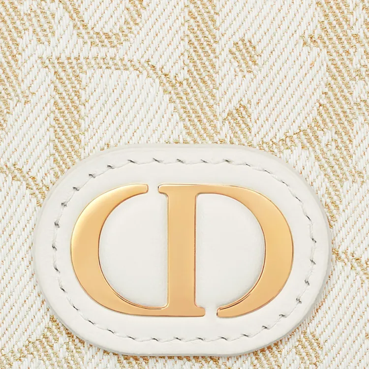 DIOR 30 Montaigne Cotton Wallet Women's Brown & White-4