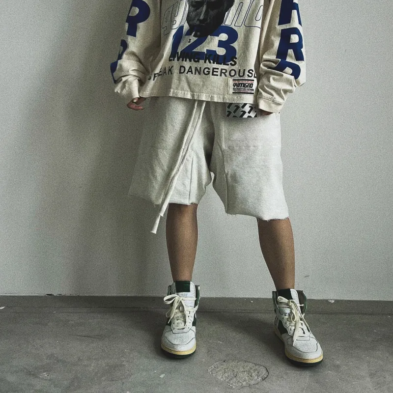 Askyurself Shorts Unisex Distressed White-5