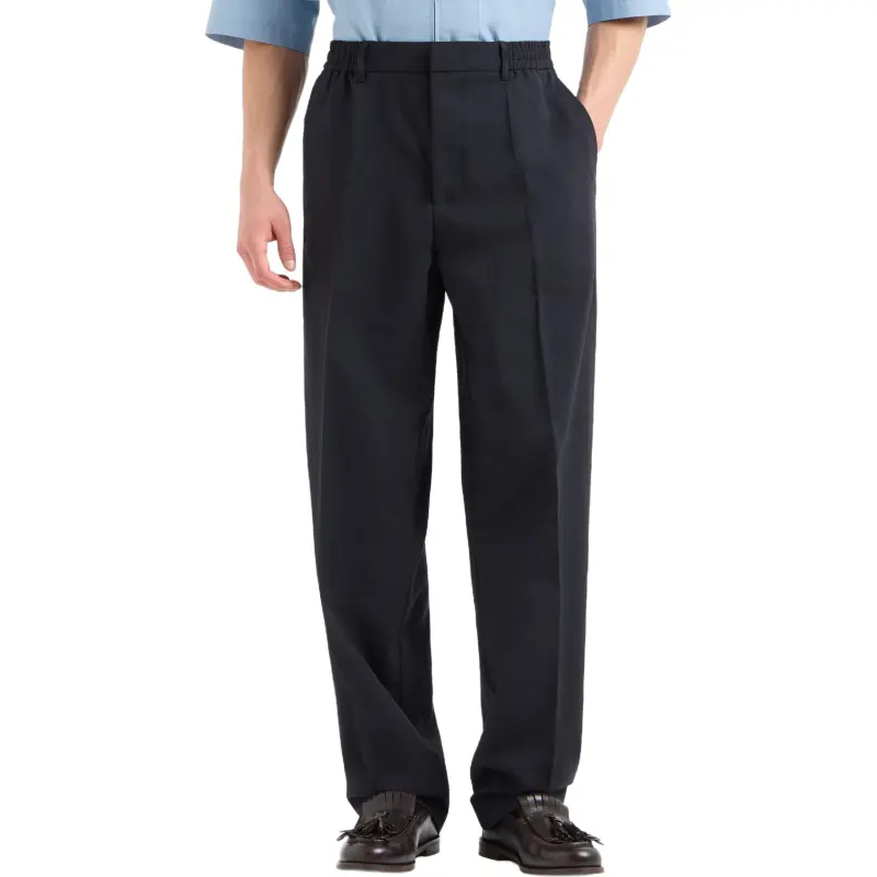 EMPORIO ARMANI Seersucker Nylon Trousers With Elasticated Back-1