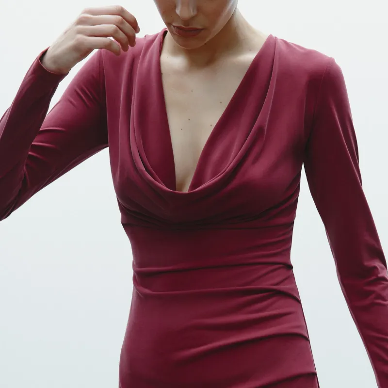 ZARA Long-Sleeved Dresses Women's Red-5