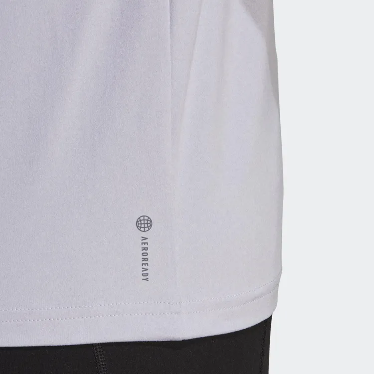 Adidas Women's Aeroready Train Essentials 3 Stripes T Shirt Silver Dawn/White-5