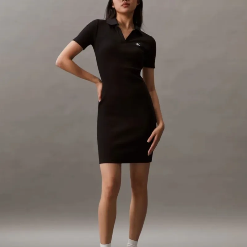 CALVIN KLEIN SS24 Series Short Sleeved Dresses Women's Space Black-2