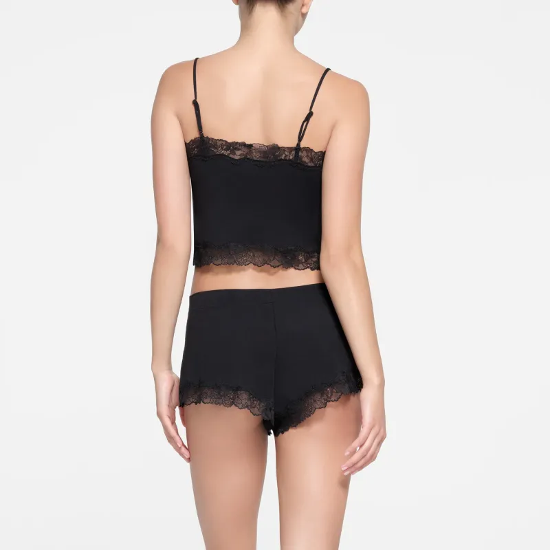SKIMS COTTON LACE CAMI AND SHORT SET Pajama Set Women's ONYX/Onyx-3