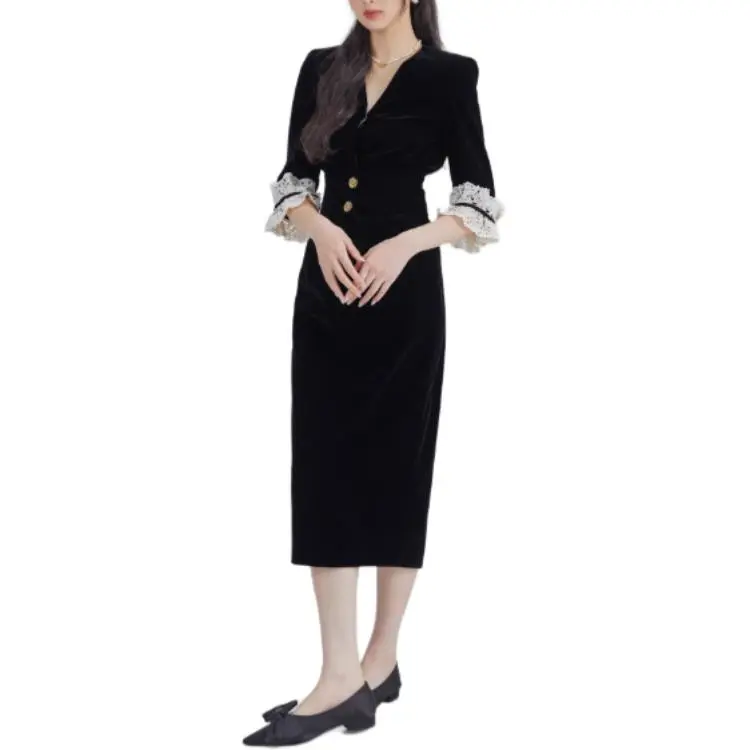 DEAR DEER PUFF Short-Sleeved Dresses Women's Black-3
