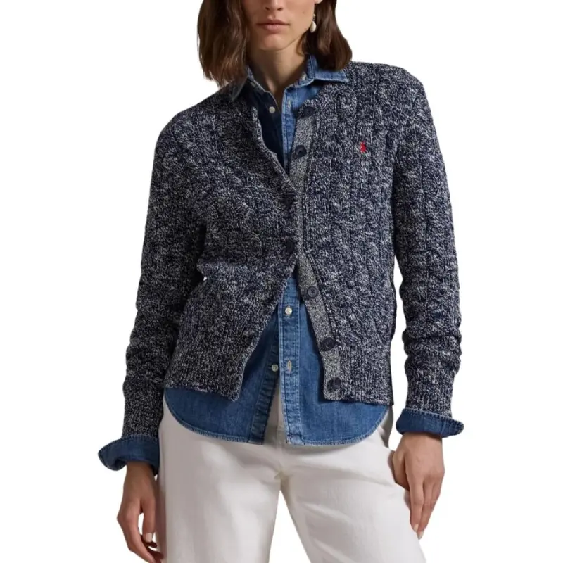 Polo Ralph Lauren Long Sleeve Cardigan Cream/Navy-3