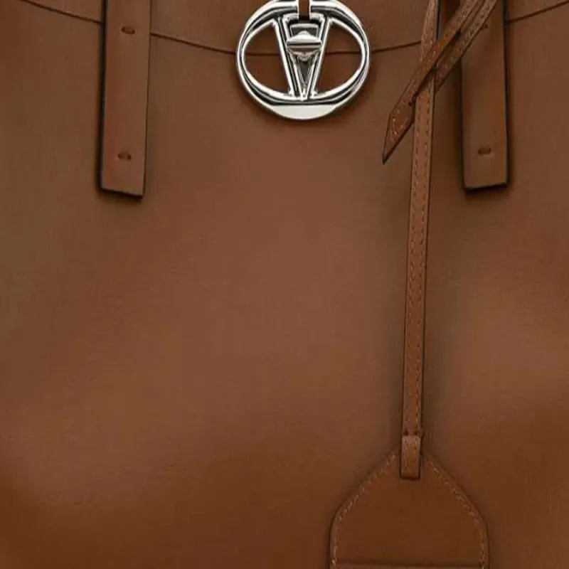 Valentino GARAVANI Calfskin Tote Bag, Shopping Bag, Handbag Tubas Women's Brown-2